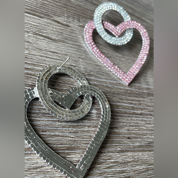 Heart rhinestones earrings - Picture 3 of 5